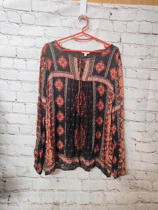 Lucky Brand Tops - Lucky Brand Gauzy Boho Celestial Tie Front Tunic Top Large Market